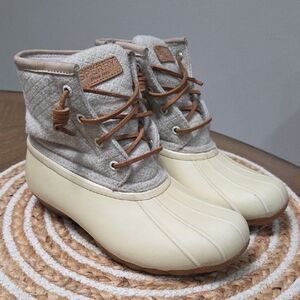 Sperry Womans Saltwater Wool Linen Boots Size 5.5